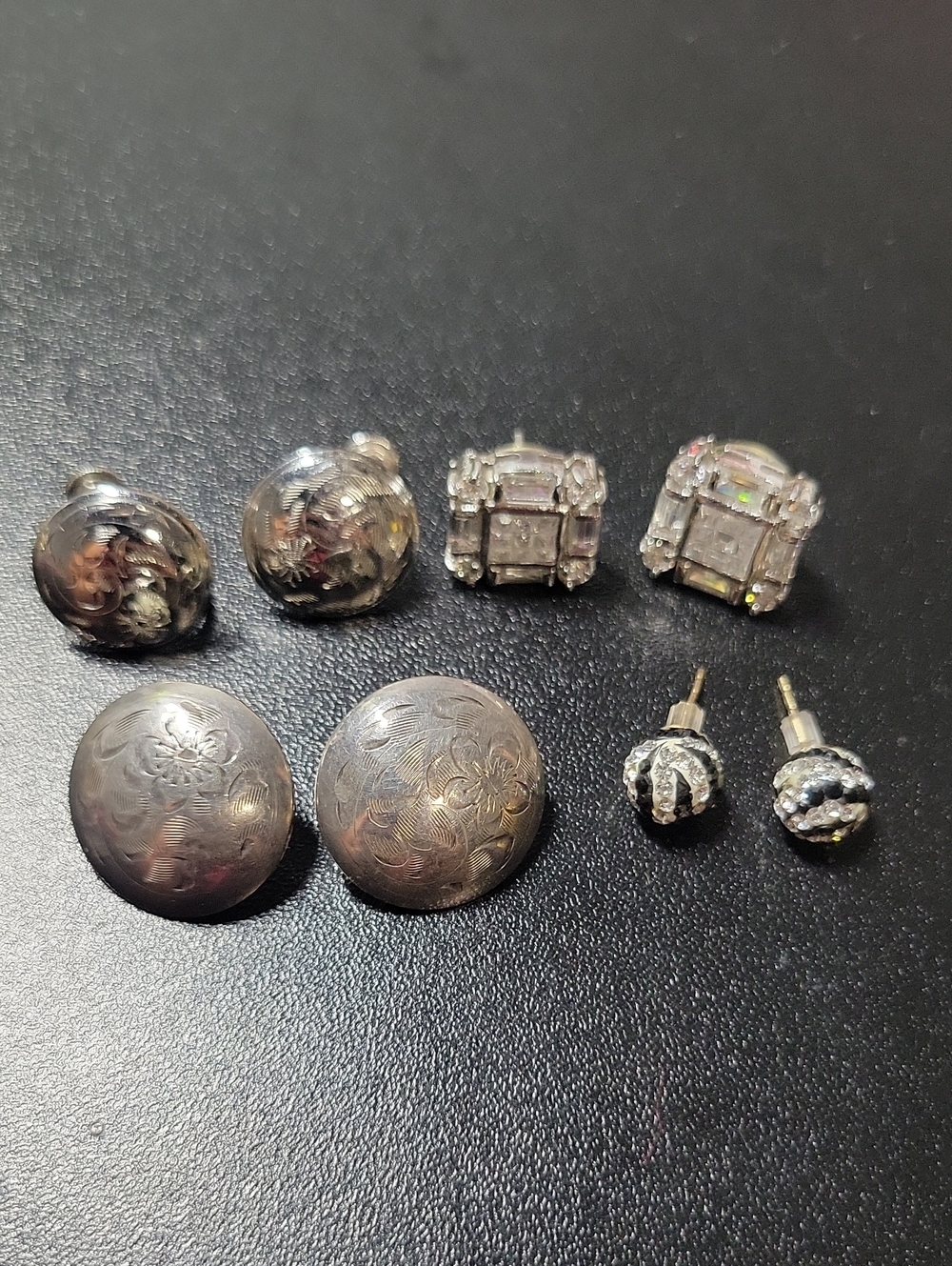 Sterling Silver Tone Stud Earring Lot